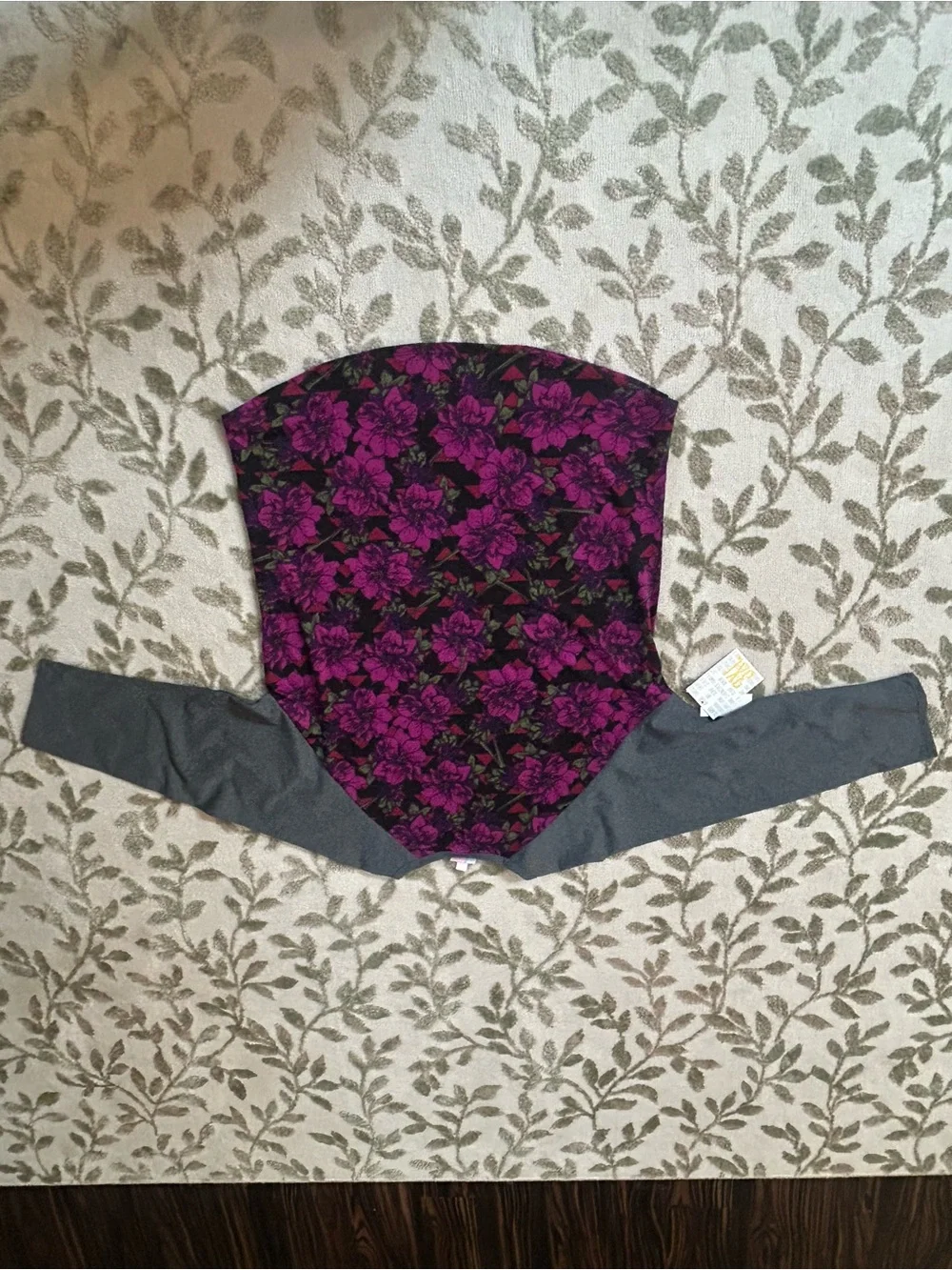 LuLaRoe Womens 3XL Floral Knit Raglan 3/4 Sleeve Round Neck Tee-NWT